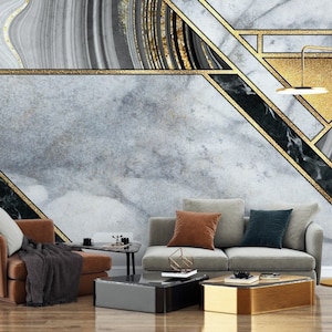 Marble Abstract Design Shades Of Brown Golden Look Grey Wallpaper Self Adhesive Peel and Stick Wall Sticker Wall Decoration Removable