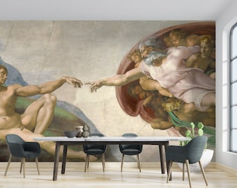 Fresco Wallpaper, Adam Vintage Wallpaper, Peel and Stick Wall Sticker  Minimalistic Scandinavian Design Removable Wall Art