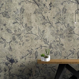 Peel and Stick Wallpaper with Scandinavian Inspired Floral and Leaf Designs on a Beige Background - Your Living Room and Bedroom