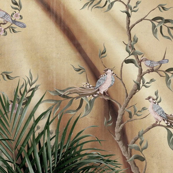 Chinoiserie Wallpaper Pink Etsy