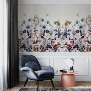 Aquarelle Fleurs Sauvages Mural Papier Peint Amovible Mur Décalque Aquarelle Botanique Auto Adhésif Tissu Mural Floral