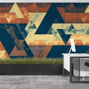Geometric Pattern Abstract Wallpaper, Peel and Stick Mural Poster Classic Art Living Room Bedroom Self Adhesive Wall Poster