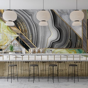 Marble Abstract Design Shades Of Brown Golden Look Grey Wallpaper Self Adhesive Peel and Stick Wall Sticker Wall Decoration Removable
