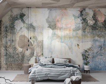 Colorful Artistic Wallpaper. Peel and Stick Wall Sticker  Minimalistic Scandinavian Design Removable Wall Art