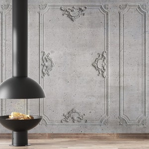 Concrete 3d Panels Wallpaper, Concrete Wallpaper, Peel and Stick Wall Sticker Minimalistic Scandinavian Design Removable Wall Art