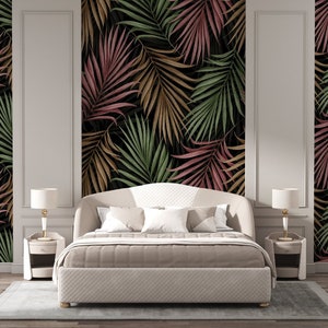 Regenbogen Tropischer Baum Blätter Tapete. Botanik Blätter abnehmbare Tapete, Peel And Strick Wand wandbild, Design Tapete