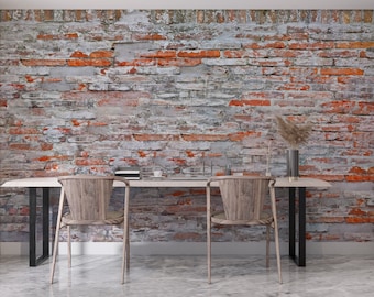 Old Style Red Grey Brick Wall Peel and Stick Wallpaper Removable Wall Mural Pvc Free Nonvowen Wallpaper