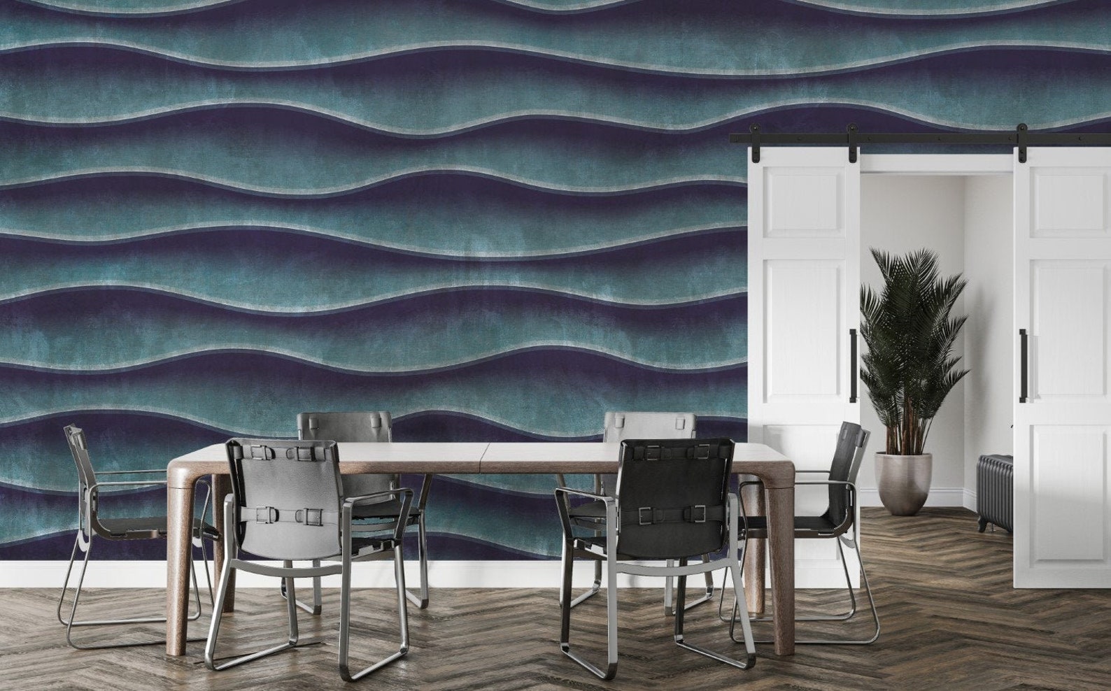 3D Wave Wall Panels Wallpaper Blue Wallpaper Peel and Stick Etsy