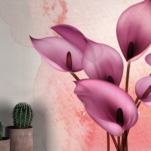 Acquerello Fiori misti su acquerello Sfondo Peel and stick poster murale Decorazione murale Carta da parati floreale Design scandinavo Rimovibile