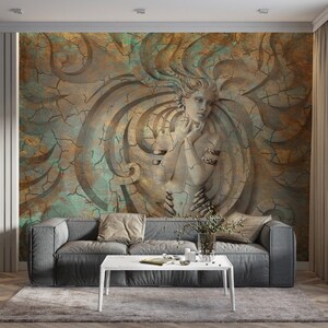 Custom Wallpaper 3D look Three-dimensional Embossed Woman TV Couch Bbackground Wall Living Room Bedroom Mural 3D Wallpaper image 2
