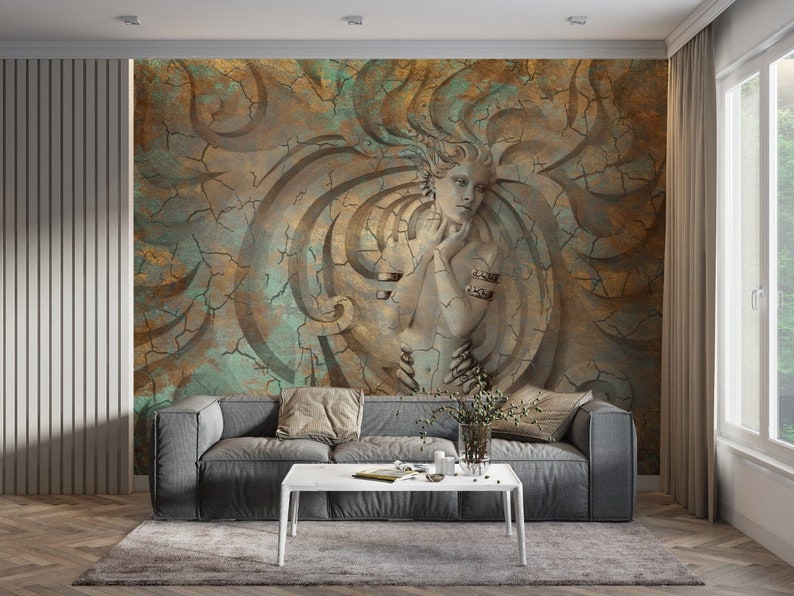 Custom Wallpaper 3D look Three-dimensional Embossed Woman TV Couch Bbackground Wall Living Room Bedroom Mural 3D Wallpaper image 2