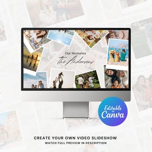 Unsere Erinnerungen Foto Diashow Canva Vorlage für Familien, Hochzeits, Geburtstags Fotos