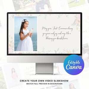 First Communion Photo Slideshow Canva Template for Photos, Videos, and Music