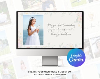 First Communion Photo Slideshow Canva Template for Photos, Videos, and Music