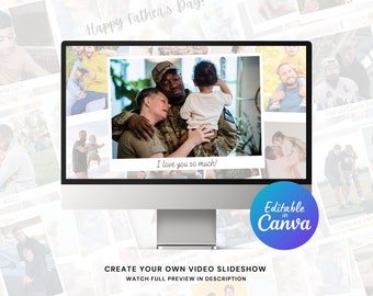Father's Day Photo Slideshow Canva Template for Photos and Videos, Video slideshow with Music