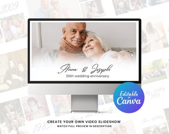 Wedding Anniversary Memories Photo Slideshow Canva Template with Photos, Videos, and Music