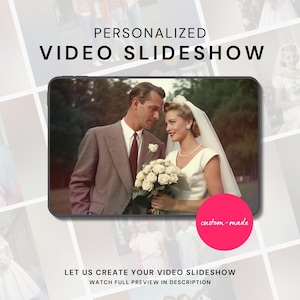Personalized Photo Slideshow Video with Music – Custom Video Slideshow for Wedding, Birthday, Memorial, Anniversary & More