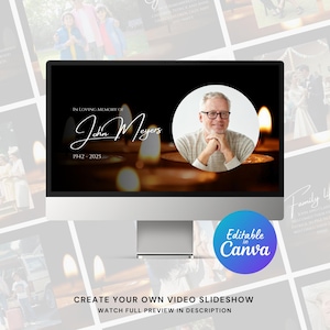 Candlelight Funeral Canva Video Slideshow Template, In Loving Memory for Funeral, Memorial, Celebration of Life Slideshow