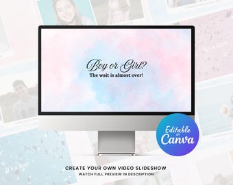 Gender Reveal Slideshow Canva Template for Photos and Videos