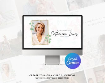 Celebration of Life Canva Slideshow Template for Funeral, Memorial, Celebration of Life Slideshow