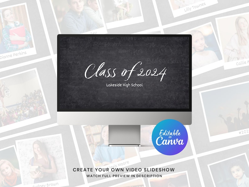 Graduation Slideshow Video Canva Template, Graduation Ceremony Slideshow Template for Canva image 1
