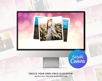 Proposal Photo Slideshow Canva Template – Romantic Engagement Video, Proposal Video Template, Editable Slideshow for Him or Her