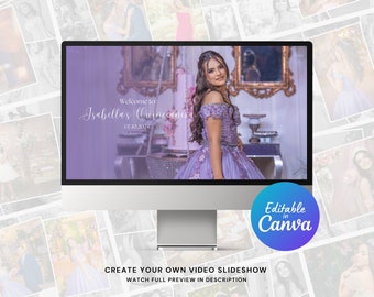 Quinceañera Photo Slideshow Canva Video Template, Birthday Slideshow Canva Template, Quinceañera Video with Music