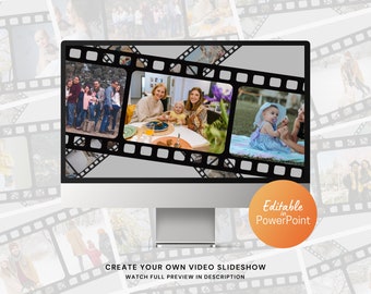 Photo Slideshow PowerPoint Template Film Roll for Birthday Wedding Family Photos