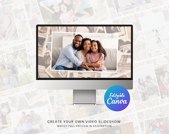Digital Photo Album Photo Slideshow Canva Template for Family, Wedding, Birthday Photos