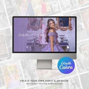 Quinceañera Photo Slideshow Canva Video Template, Birthday Slideshow Canva Template, Quinceañera Video with Music