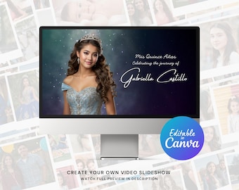 Quinceañera Photo Slideshow Canva Video Template, Birthday Slideshow Canva Template, Quinceañera Video with Music