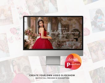 Quinceañera Photo Slideshow PowerPoint Template, Quinceañera Video with music