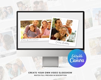Photo Slideshow Video Canva Template for Family, Wedding, Birthday Photos
