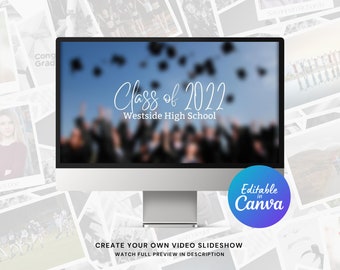 Graduation Slideshow Video Canva Template, Graduation Ceremony Slideshow Template for Canva