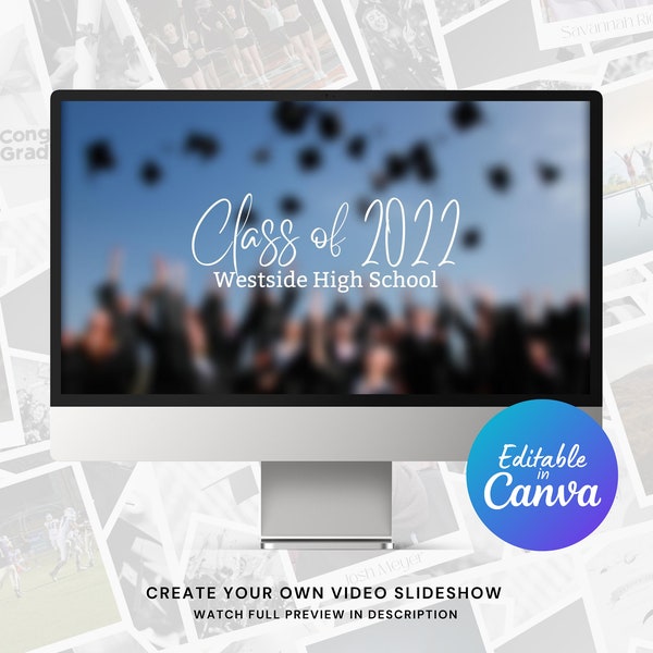 Graduation Slideshow Video Canva Template, Graduation Ceremony Slideshow Template for Canva