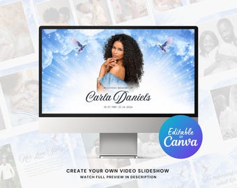 Funeral Canva Video Slideshow Template Forever in Our Hearts for Funeral, Memorial, Celebration of Life In Loving Memory Slideshow