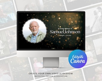 Celebration of Life Memorial Canva Video Slideshow Template In Loving Memory for Funeral, Memorial, Celebration of Life Slideshow