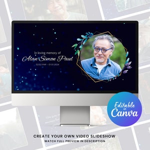 Elegant Funeral Slideshow Canva Template, In Loving Memory Slideshow, Memorial Slideshow Template, Funeral Photo Slideshow with Music