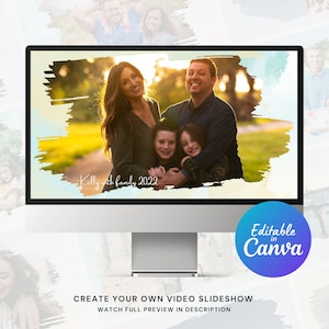 Watercolor Photo Slideshow Canva Template for Wedding, Birthday and Family Photo Video