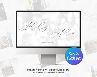 Elegant Wedding Reception Photo Slideshow Canva Template | Editable Wedding Video Slideshow for Newlyweds | Instant Download