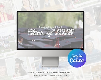 Graduation Slideshow Video Canva Template, Graduation Ceremony Slideshow Template for Canva