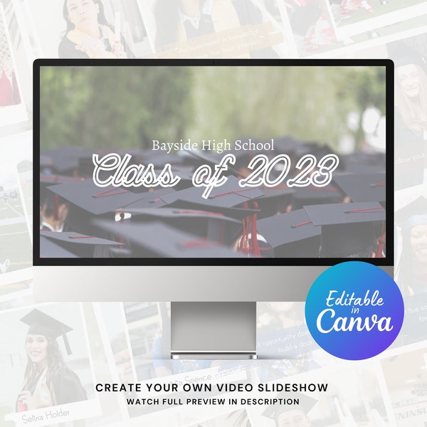 Graduation Slideshow Video Canva Template, Graduation Ceremony Slideshow Template for Canva