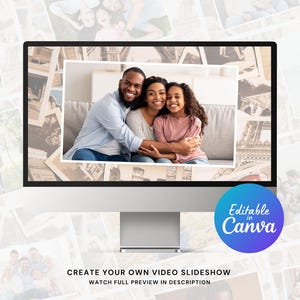 Digital Photo Album Photo Slideshow Canva Template for Family, Wedding, Birthday Photos