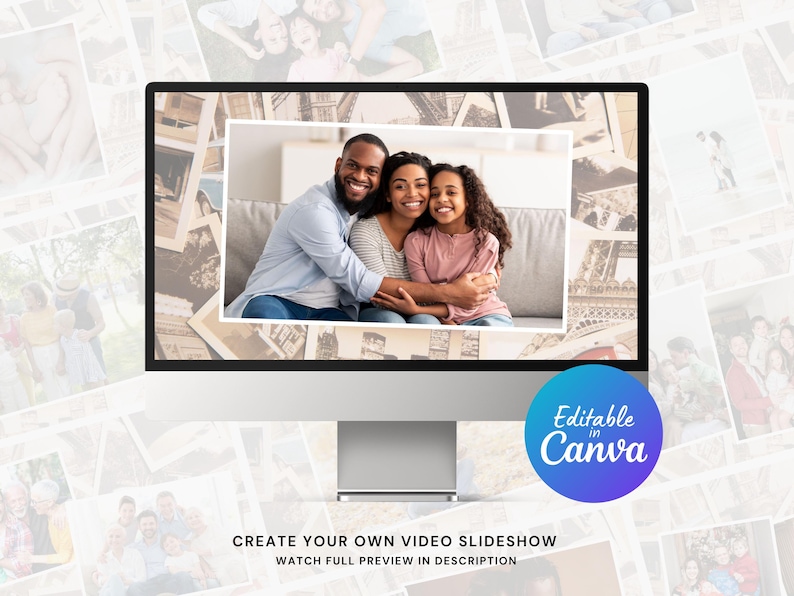 Digital Photo Album Photo Slideshow Canva Template for Family, Wedding