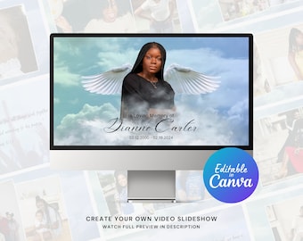 Celebration of Life Slideshow Cloud Canva Video Slideshow Template for Memorial, Celebration of Life Slideshow