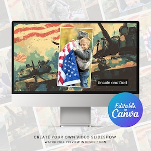 Military Retirement Photo Slideshow Template | Editable Canva Template for Veteran Farewell | Instant Download