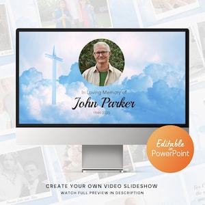 Memorial Photo Slideshow PowerPoint Template for Funeral Service In Loving Memory