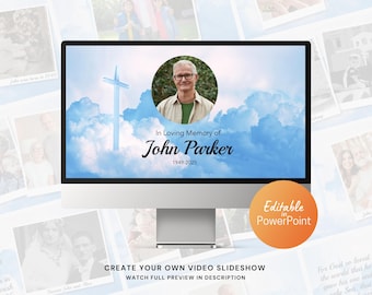 Memorial Photo Slideshow PowerPoint Template for Funeral Service In Loving Memory
