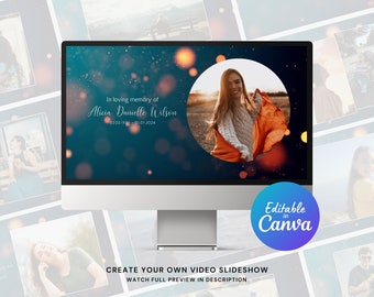 Funeral Canva Video Slideshow Template In Loving Memory for Funeral, Memorial, Celebration of Life Slideshow
