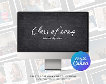 Graduation Slideshow Video Canva Template, Graduation Ceremony Slideshow Template for Canva